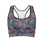 Paisley Floral Bohemian Pattern Print Women's Sports Bra
