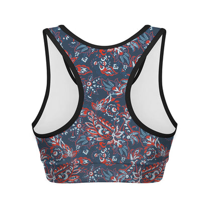 Paisley Floral Bohemian Pattern Print Women's Sports Bra