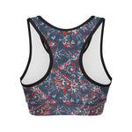 Paisley Floral Bohemian Pattern Print Women's Sports Bra