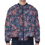 Paisley Floral Bohemian Pattern Print Zip Sleeve Bomber Jacket