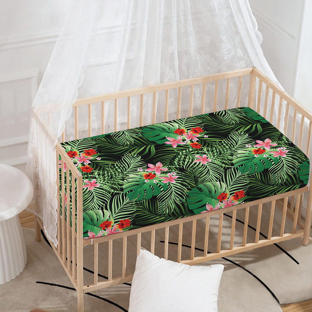 Palm Hawaiian Tropical Pattern Print Baby Crib Sheet