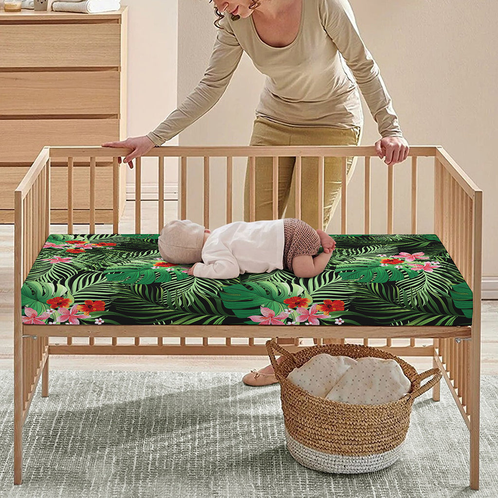 Palm Hawaiian Tropical Pattern Print Baby Crib Sheet