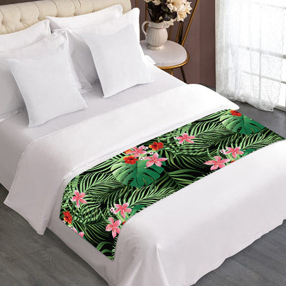 Palm Hawaiian Tropical Pattern Print Bed Runner