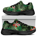 Palm Hawaiian Tropical Pattern Print Black Chunky Shoes