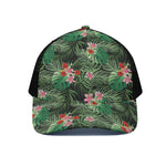 Palm Hawaiian Tropical Pattern Print Black Mesh Trucker Cap