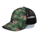 Palm Hawaiian Tropical Pattern Print Black Mesh Trucker Cap