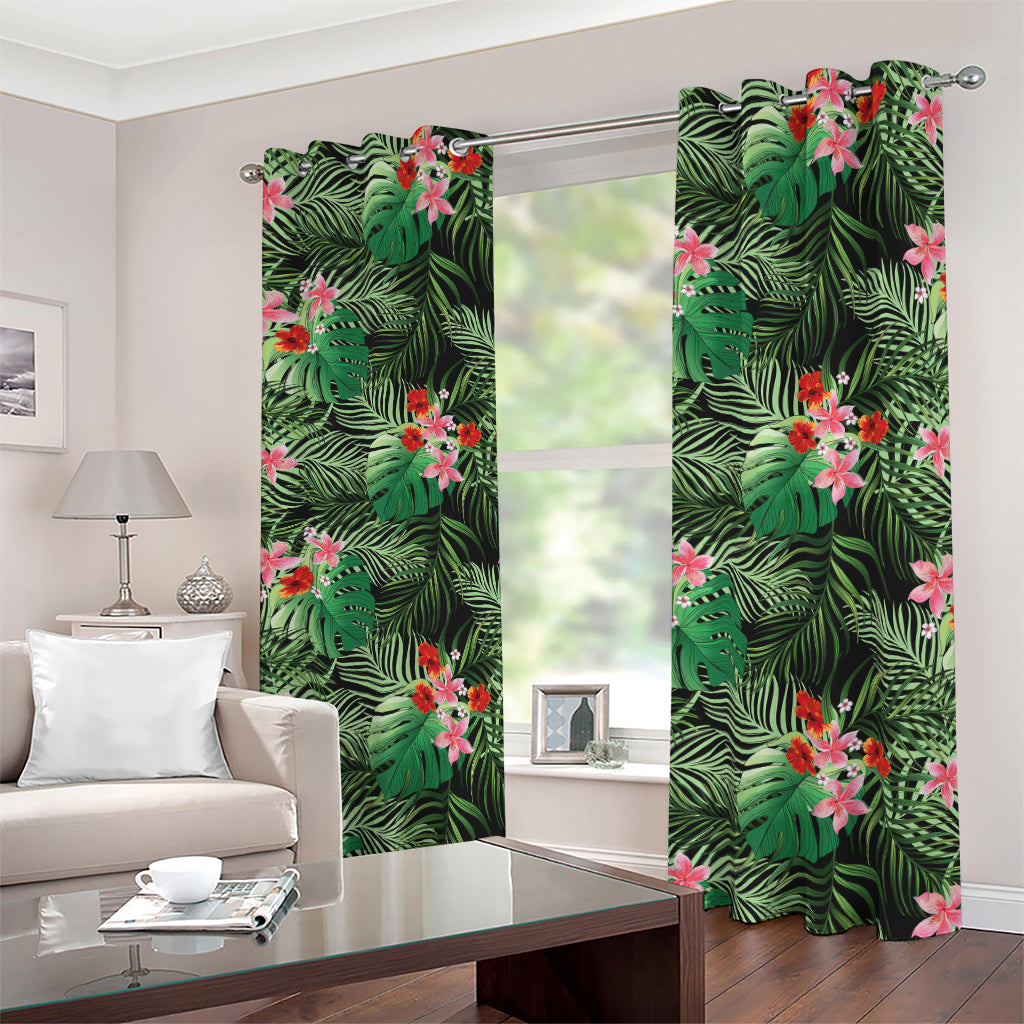 Palm Hawaiian Tropical Pattern Print Blackout Grommet Curtains