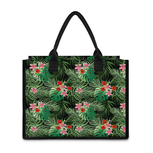 Palm Hawaiian Tropical Pattern Print Canvas Tote Bag