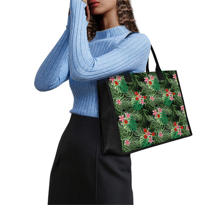 Palm Hawaiian Tropical Pattern Print Canvas Tote Bag