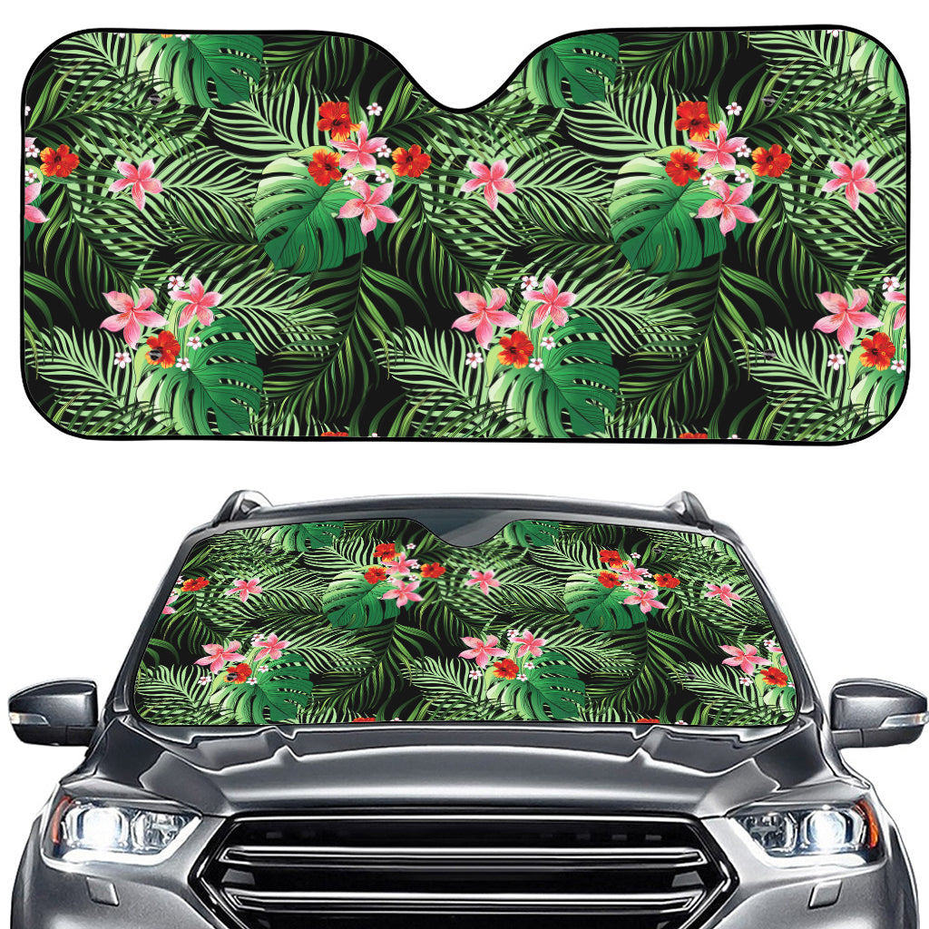 Palm Hawaiian Tropical Pattern Print Car Windshield Sun Shade