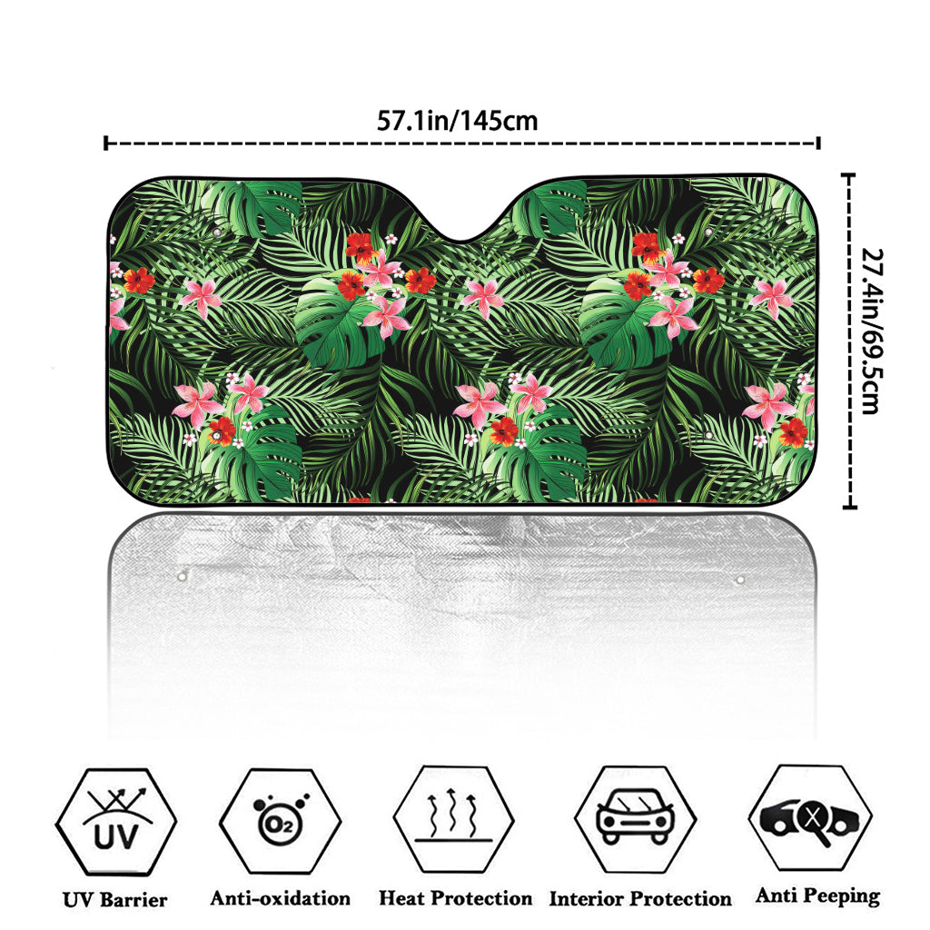 Palm Hawaiian Tropical Pattern Print Car Windshield Sun Shade