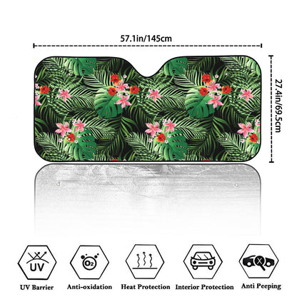 Palm Hawaiian Tropical Pattern Print Car Windshield Sun Shade