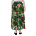 Palm Hawaiian Tropical Pattern Print Chiffon Maxi Skirt
