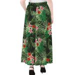 Palm Hawaiian Tropical Pattern Print Chiffon Maxi Skirt