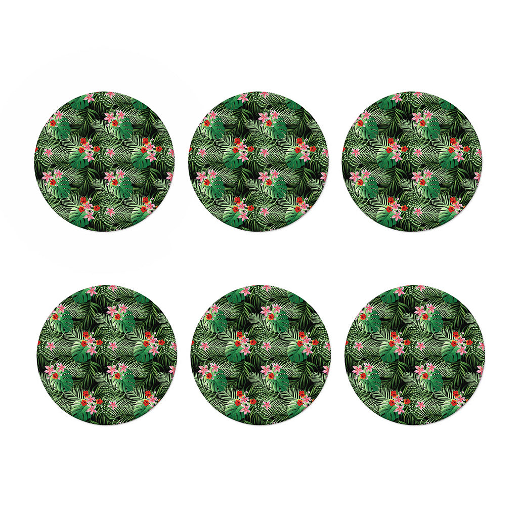 Palm Hawaiian Tropical Pattern Print Coaster Set