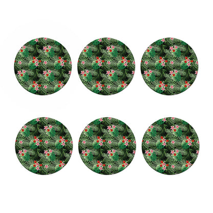 Palm Hawaiian Tropical Pattern Print Coaster Set