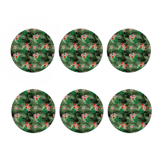 Palm Hawaiian Tropical Pattern Print Coaster Set
