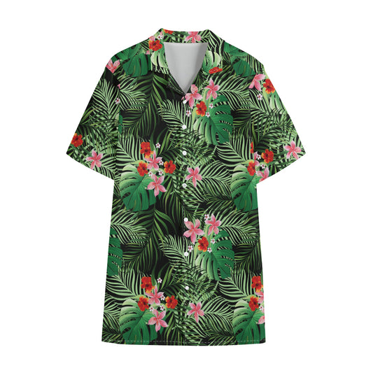 Palm Hawaiian Tropical Pattern Print Cotton Hawaiian Shirt