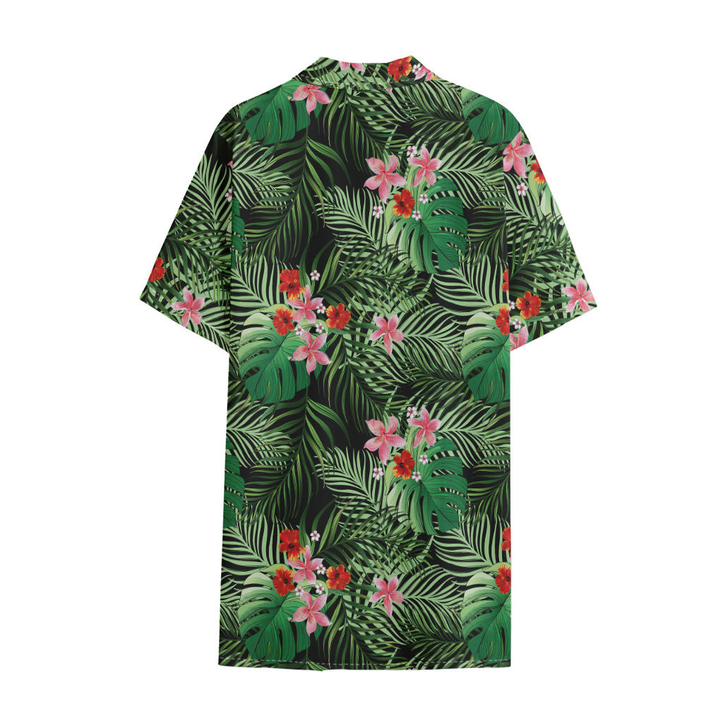 Palm Hawaiian Tropical Pattern Print Cotton Hawaiian Shirt
