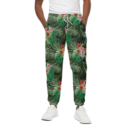 Palm Hawaiian Tropical Pattern Print Cotton Pants