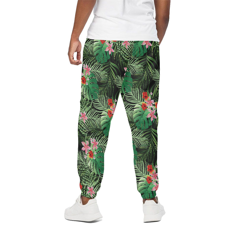 Palm Hawaiian Tropical Pattern Print Cotton Pants