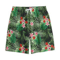 Palm Hawaiian Tropical Pattern Print Cotton Shorts