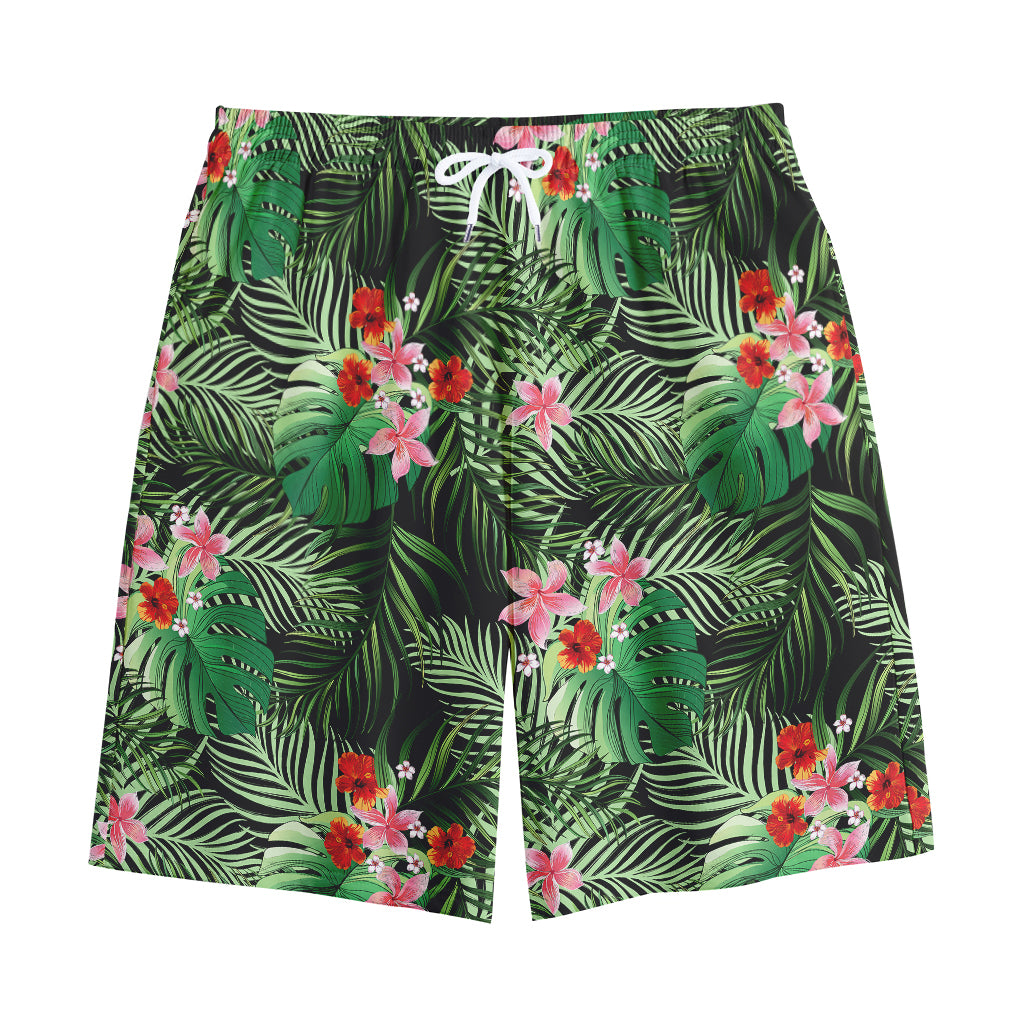 Palm Hawaiian Tropical Pattern Print Cotton Shorts