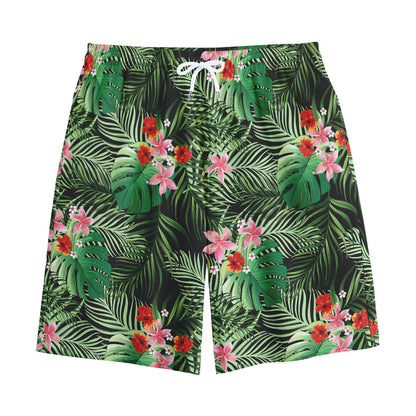 Palm Hawaiian Tropical Pattern Print Cotton Shorts