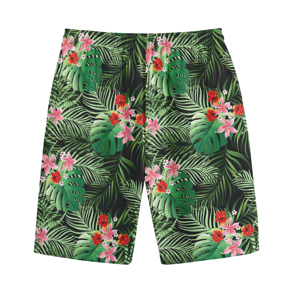 Palm Hawaiian Tropical Pattern Print Cotton Shorts