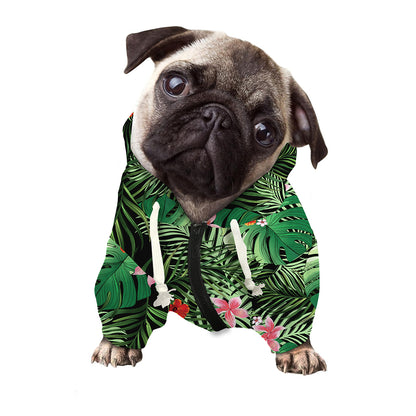 Palm Hawaiian Tropical Pattern Print Dog Zip Up Hoodie
