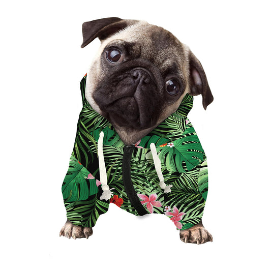 Palm Hawaiian Tropical Pattern Print Dog Zip Up Hoodie
