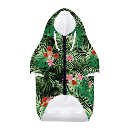Palm Hawaiian Tropical Pattern Print Dog Zip Up Hoodie