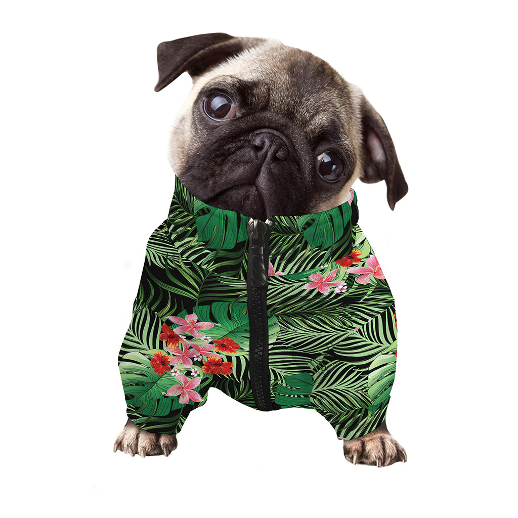 Palm Hawaiian Tropical Pattern Print Dog Zip Up Jacket