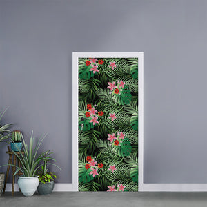 Palm Hawaiian Tropical Pattern Print Door Sticker