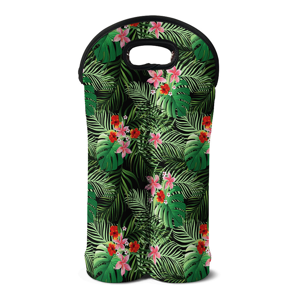 Palm Hawaiian Tropical Pattern Print Double Neoprene Wine Tote