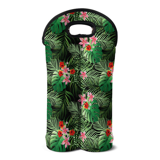 Palm Hawaiian Tropical Pattern Print Double Neoprene Wine Tote
