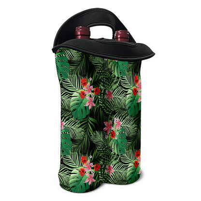 Palm Hawaiian Tropical Pattern Print Double Neoprene Wine Tote