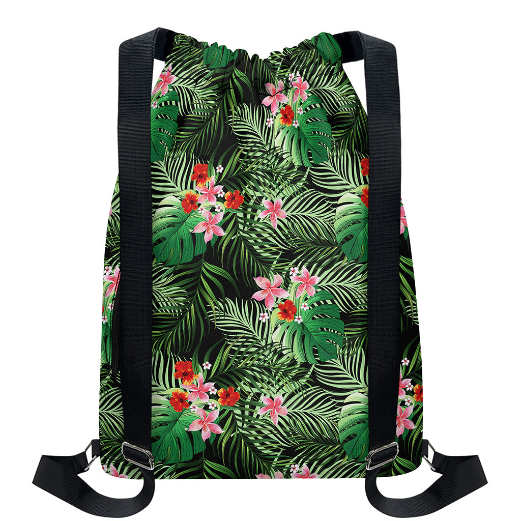 Palm Hawaiian Tropical Pattern Print Drawstring Backpack