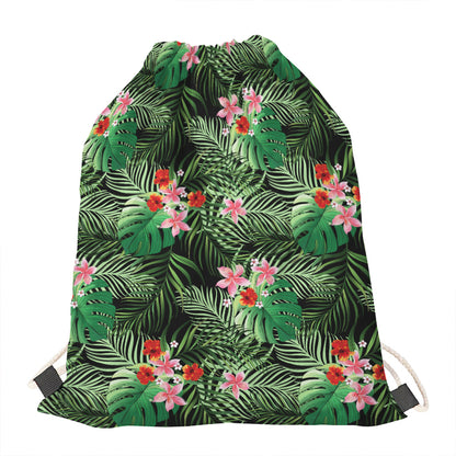 Palm Hawaiian Tropical Pattern Print Drawstring Bag