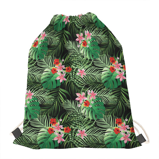 Palm Hawaiian Tropical Pattern Print Drawstring Bag