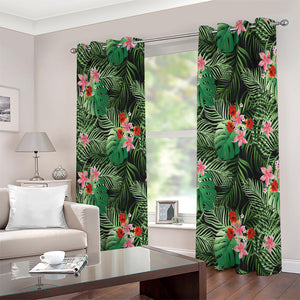 Palm Hawaiian Tropical Pattern Print Extra Wide Grommet Curtains