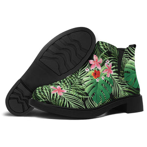 Palm Hawaiian Tropical Pattern Print Flat Ankle Boots