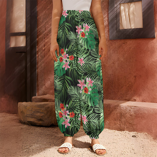 Palm Hawaiian Tropical Pattern Print Harem Pants