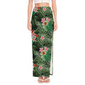 Palm Hawaiian Tropical Pattern Print High Slit Maxi Skirt