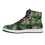 Palm Hawaiian Tropical Pattern Print High Top Leather Sneakers