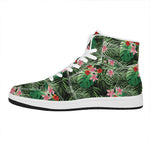 Palm Hawaiian Tropical Pattern Print High Top Leather Sneakers