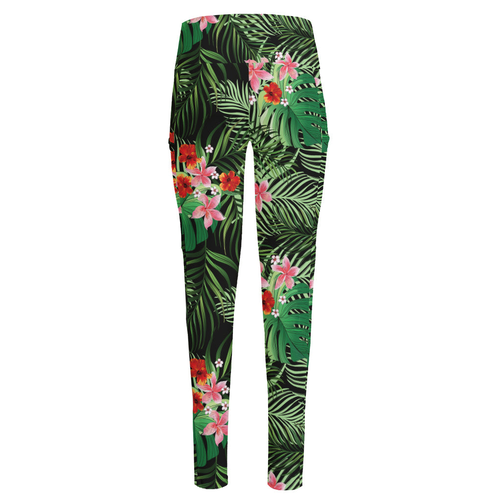 Palm Hawaiian Tropical Pattern Print High-Waisted Pocket Leggings