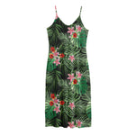 Palm Hawaiian Tropical Pattern Print Jersey Midi Cami Dress