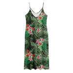 Palm Hawaiian Tropical Pattern Print Jersey Midi Cami Dress