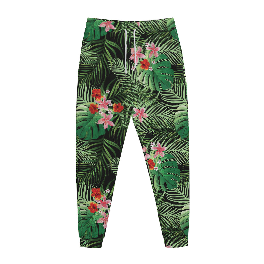 Palm Hawaiian Tropical Pattern Print Jogger Pants